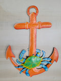 Blue Crab on Anchor - Haitian Metal Wall Art