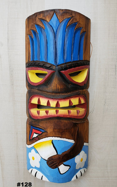 Tiki Mask 12" holding Cocktail
