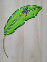 Frog on a Bird of Paradise Leaf - Haitian Metal Wall Art