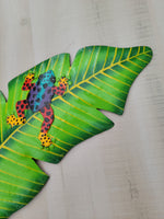 Frog on a Bird of Paradise Leaf - Haitian Metal Wall Art