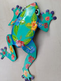 Frog Hibiscus Haitian Metal Art Wall Decor