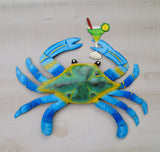 Blue Crab holding a Margarita - Haitian Metal Wall Art