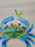 Blue Crab holding a Margarita - Haitian Metal Wall Art