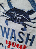 Blue Crab "Wash Your Claws" Towel