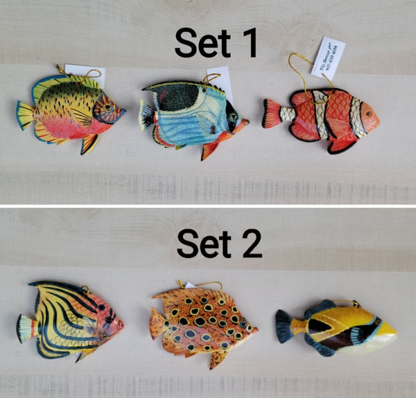 Tropical Fish Holiday Ornament decor (set of 3)