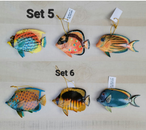 Tropical Fish Holiday Ornament decor (set of 3 or 6)
