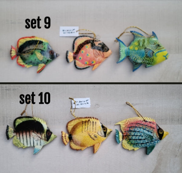Tropical Fish Holiday Ornament decor (set of 3)