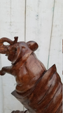 Elephant Wood Sculpture  hand carved  24.5"