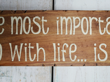 The Most Important thing to do with life.. Is to live it  -  Handmade sign