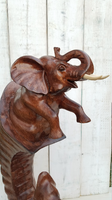 Elephant Wood Sculpture  hand carved  24.5"